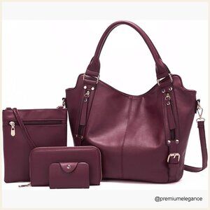 Large Vegan Leather Hobo Tote Crossbody Bag Set with Wallet
